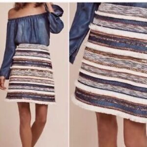 (BOGO FREE) Anthropologie Moulinette Souers Striped Tweed Sequin Ernie Skirt 2